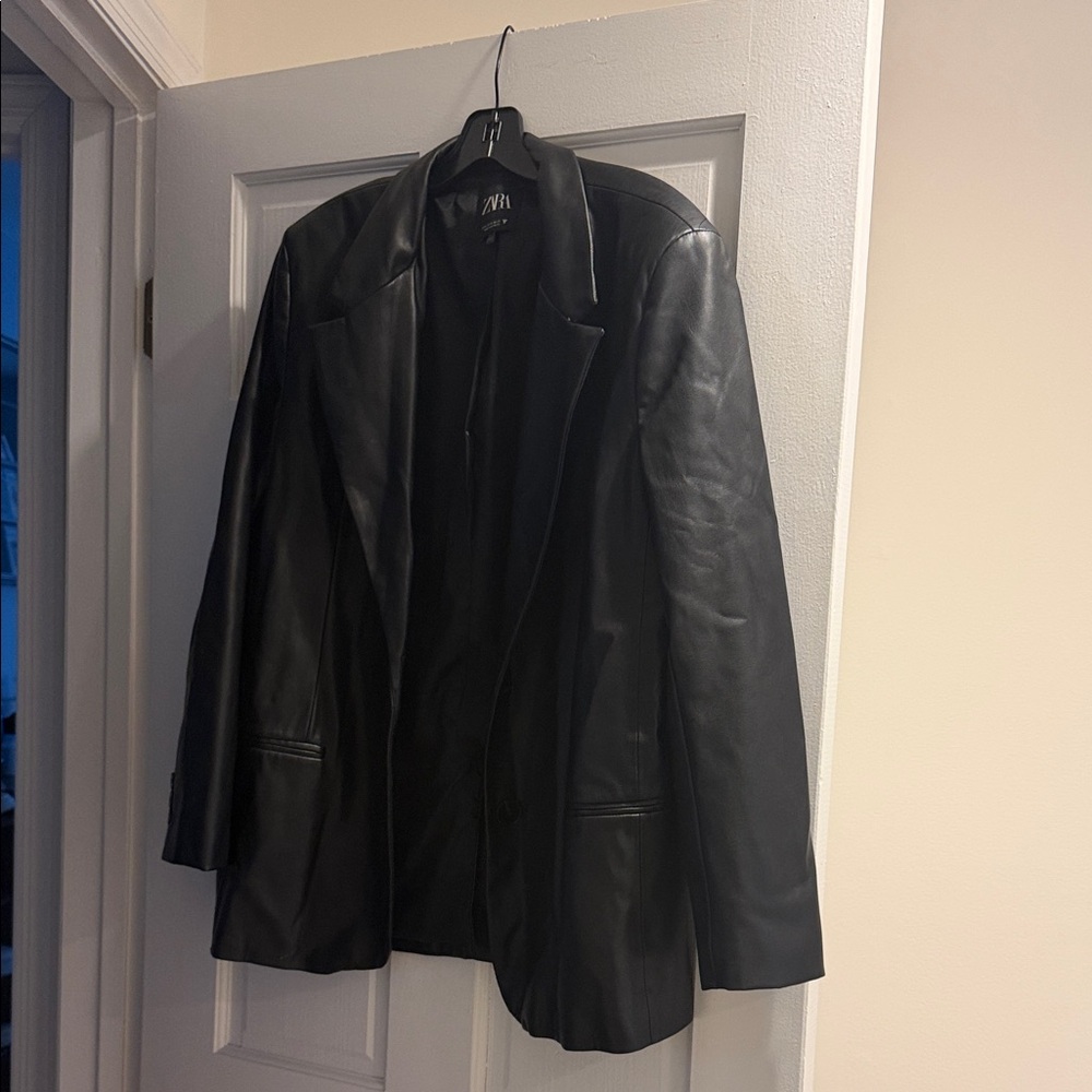 Zara Black Faux Leather Jacket